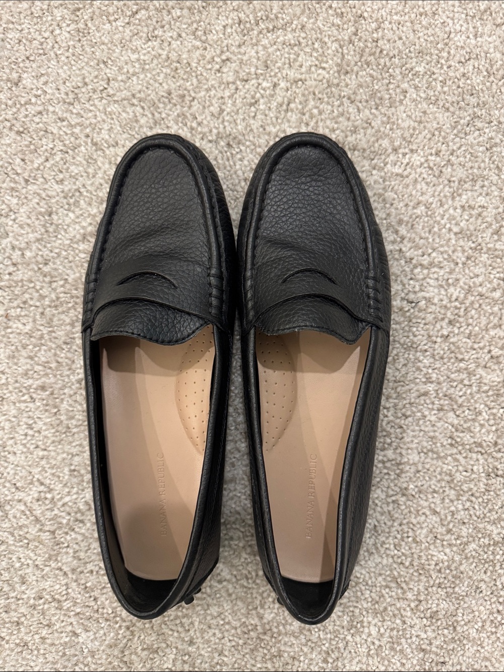 Banana Republic Black Pebbled Leather Driving Loafers